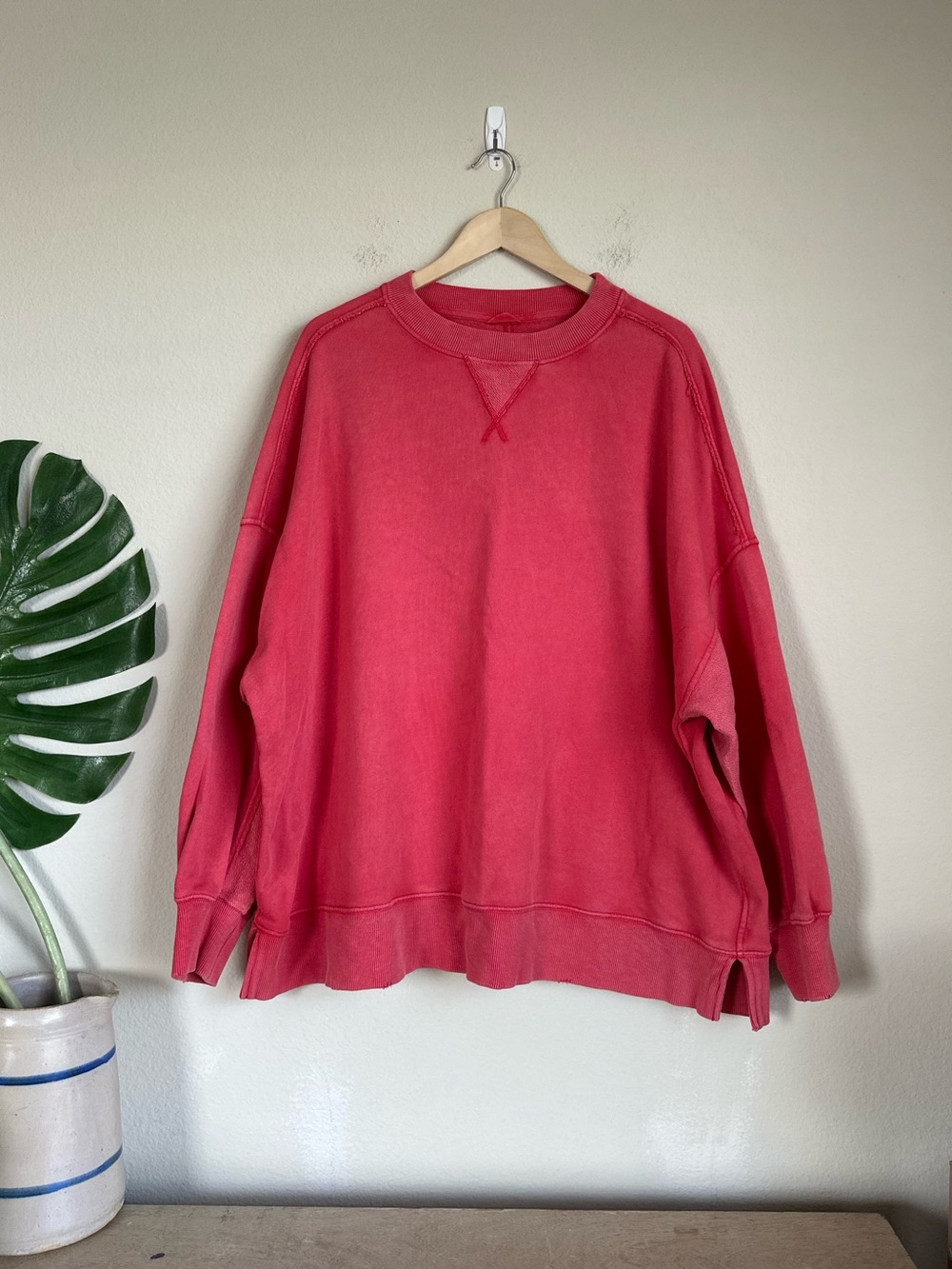 Aerie 2024 Oversized Washed Red Crewneck Sweatshirt